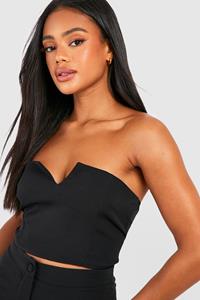 Boohoo Getailleerde Bandeau Top Met V-Detail, Black