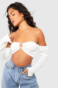 Boohoo Bandeau Top Met Metalen Afwerking, White