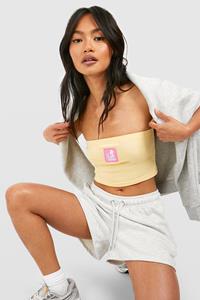 Boohoo Geribbelde Bandeau Crop Top, Yellow