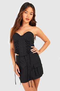 Boohoo Korset Met Cup Detail En Veters, Black