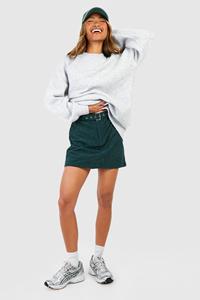 Boohoo Corduroy High Waist Biker Mini Rokje, Bottle Green