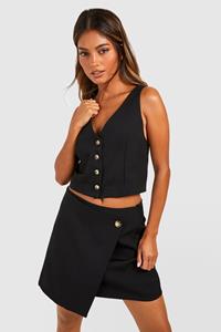 Boohoo Getailleerd Wikkel Mini Rokje, Black