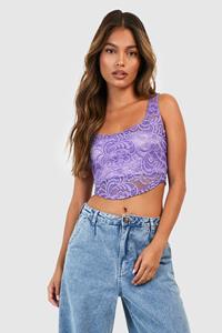 Boohoo Lace V Front Top, Lilac
