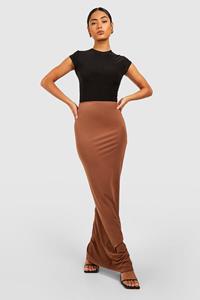 Boohoo Strakke Premium Second Skin Maxi Rok, Mocha