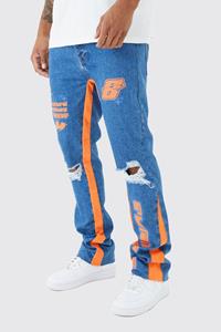 Boohoo Flared Skinny Jeans Met Print, Light Blue