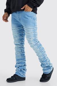 Boohoo Onbewerkte Flared Slim Fit Jeans Met Panelen En Panelen, Light Blue