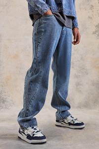Boohoo Onbewerkte Onbewerkte Overdye Jeans Met Naaddetail, Blue