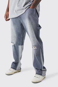 Boohoo Plus Onbewerkte Utility Jeans Met Rechte Pijpen, Grey