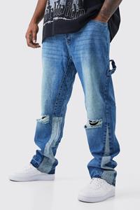 Boohoo Plus Onbewerkte Utility Jeans Met Rechte Pijpen, Vintage Blue