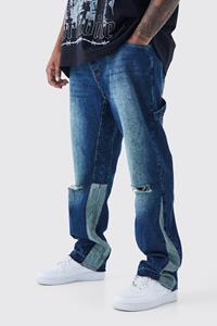 Boohoo Plus Onbewerkte Utility Jeans Met Rechte Pijpen, Antique Blue