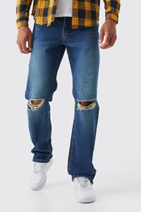 Boohoo Tall Onbewerkte Baggy Jeans Met Zoom Rits, Antique Blue