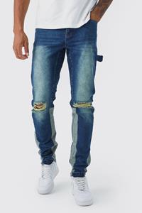 Boohoo Tall Onbewerkte Utility Jeans Met Rechte Pijpen, Antique Blue