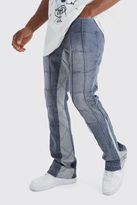 Boohoo Onbewerkte Flared Slim Fit Jeans Met Panelen En Gusset, Mid Grey