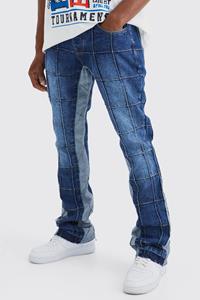 Boohoo Onbewerkte Flared Slim Fit Jeans Met Panelen En Gusset, Vintage Blue