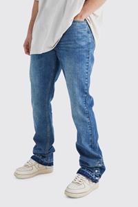 Boohoo Tall Onbewerkte Flared Slim Fit Jeans Met Drukknoopjes, Antique Blue