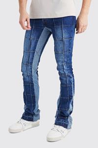 Boohoo Tall Onbewerkte Flared Slim Fit Jeans Met Panelen En Gusset, Vintage Blue