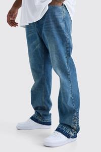 Boohoo Plus Onbewerkte Flared Slim Fit Jeans Met Drukknoopjes, Antique Blue