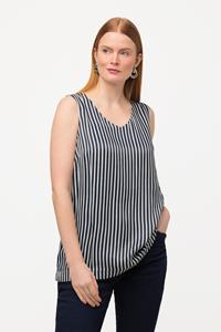 Ulla Popken Spitzenbluse Top Streifen Classic V-Ausschnitt ärmellos