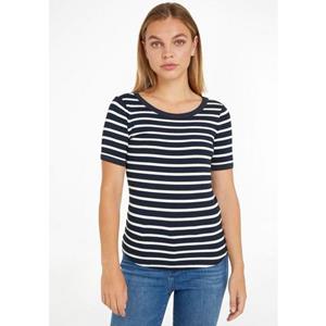 Tommy Hilfiger Rundhalsshirt SLIM 5X2 RIB O-NK SS mit dezenter Tommy Hilfiger Logostickerei