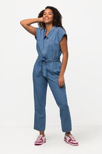 Ulla Popken Regular-fit-Jeans Jeans-Jumpsuit Hemdkragen elastische Taille