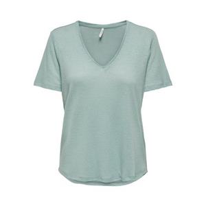 Only Shirt met V-hals ONLTEA S/S LINEN V-NECK TOP JRS NOOS met linnen