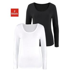 Vivance Langarmshirt, (2er-Pack), aus elastischer Baumwoll-Qualität