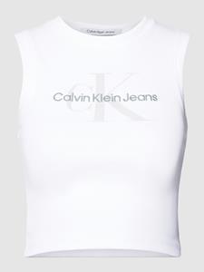 Calvin Klein Jeans Korte top met fijnrib, model 'ARCHIVAL MONOLOGO'