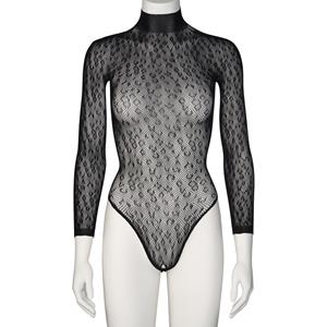 Nortie Oda Black Leopard Kruisloze Bodystocking     - Zwart