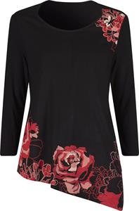 Your Look... for less! Dames Lang shirt zwart/rood geprint Größe