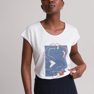 ANNE WEYBURN T-shirt met ronde hals, korte mouwen en print vooraan