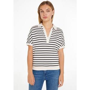 Tommy Hilfiger Striped Lyocell-Blend Polo Top - XS