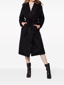 Norwegian Wool hooded wrap coat - Zwart