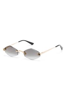 Cartier Eyewear Tiger Head-plaque geometric-frame sunglasses - Goud