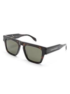 Alexander McQueen Eyewear Zonnebril met rechthoekig montuur - Bruin