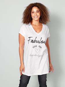 MIAMODA Longshirt met print  Wit/Zwart
