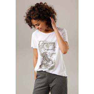 Aniston CASUAL Shirtbluse, mit Glitzersteinchen verzierter Frontdruck - NEUE KOLLEKTION