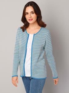 Paola Vest met streeppatroon  Hemelsblauw/Wit/Geel