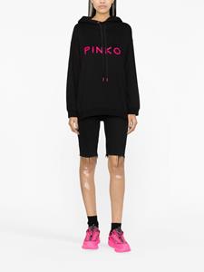 PINKO logo-appliqué cotton hoodie - Zwart
