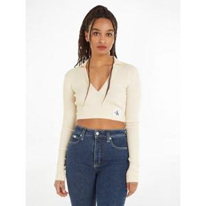 Calvin Klein Jeans V-Ausschnitt-Pullover "LABEL TIGHT CROP V-NECK SWEATER"