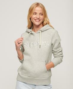 Superdry Vrouwen Tonal Hoodie met Geborduurd Logo Lichtgrijs