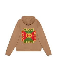 Gucci Hoodie met logoprint - Bruin