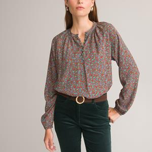 ANNE WEYBURN Bedrukte blouse, ronde hals, lange mouwen