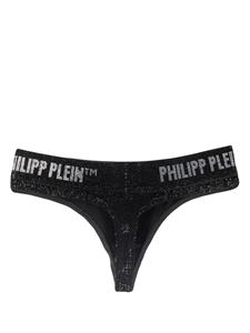 Philipp Plein String verfraaid met kristallen - Zwart