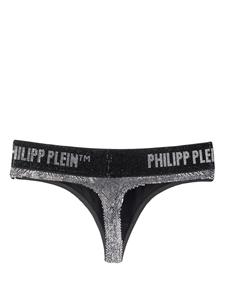 Philipp Plein String verfraaid met kristallen - Zilver