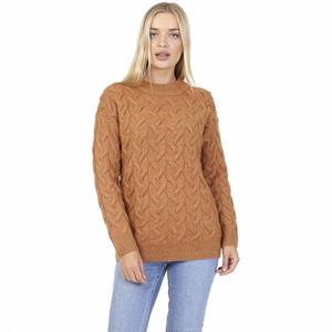 BRAVE SOUL Crew Neck Damen Strickpullover LK-544ORIGINAL CAMEL