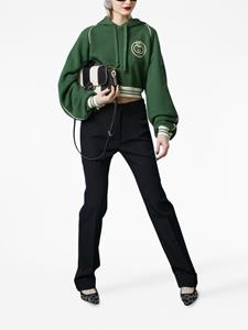 Gucci embroidered-logo cropped hoodie - Groen
