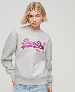 Superdry Vrouwen Versierd Vintage Logo Sweatshirt met Ronde Hals Lichtgrijs