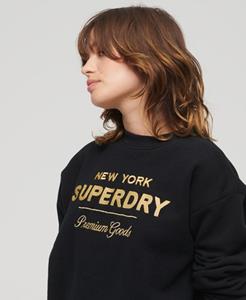 Superdry Vrouwen Luxe Sweatshirt met Metallic Logo Zwart