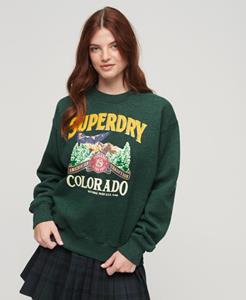 Superdry Vrouwen Travel Souvenir Sweatshirt met Ronde Hals Groen