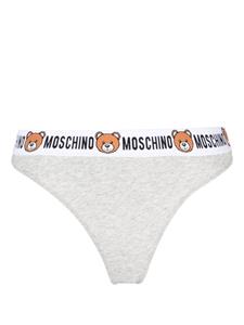 Moschino logo-waistband cotton-blend thongs (pack of two) - Grijs